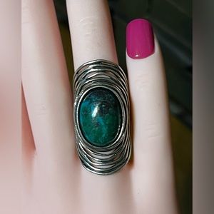 Israeli Vintage 925 Stone Statement Ring Size 5